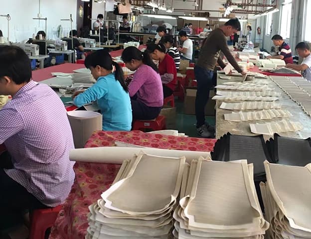 Large-scale leather goods production line