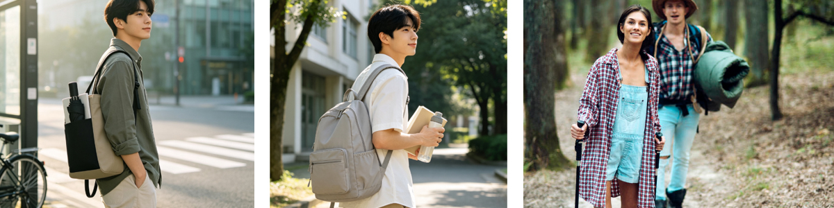 Men urban commute backpacks street cycling, outdoor hiking backpack with camping gear, city to outdoor lifestyle bags