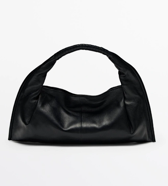 Sleek Black Leather Handbag with Classic Design