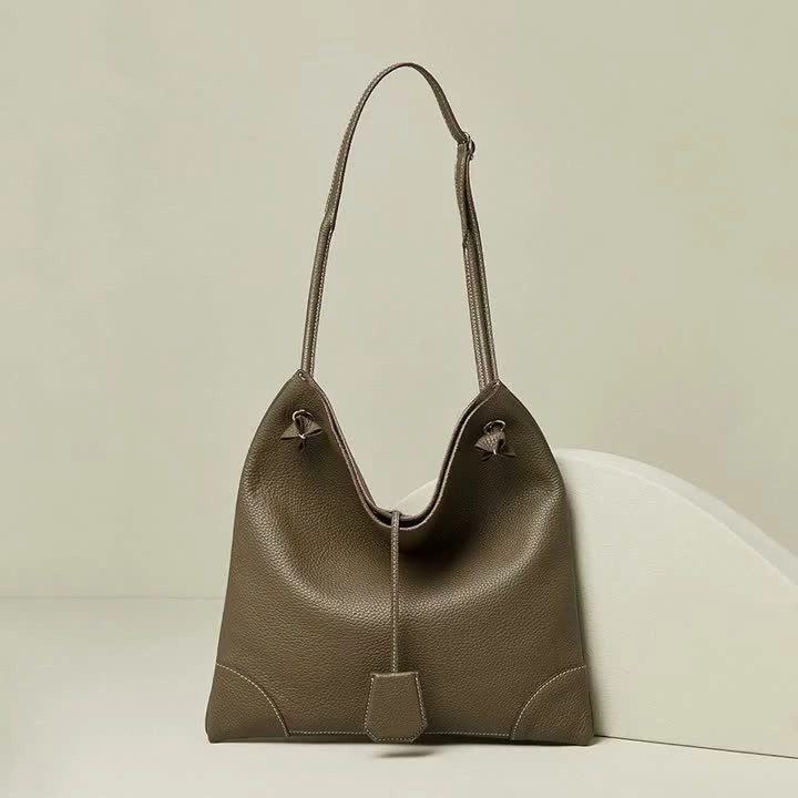 Women's black leather tote bag