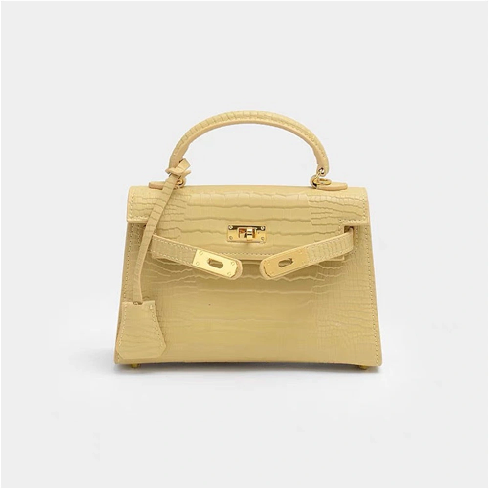 Luxury Yellow Crocodile Skin Women's Handbag Cross