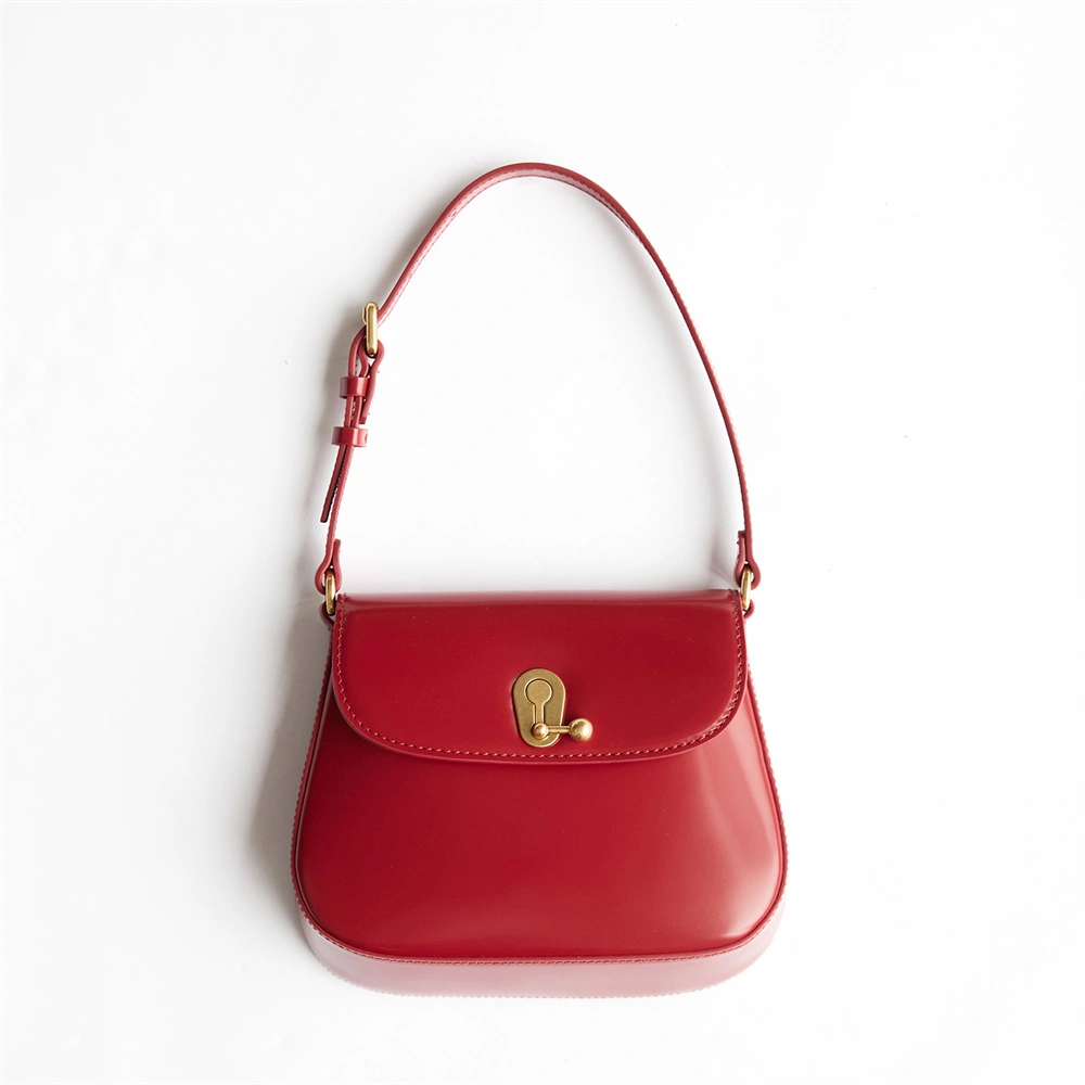 Vivid Red Hand-Rubbed Grain Box Leather Shoulder B