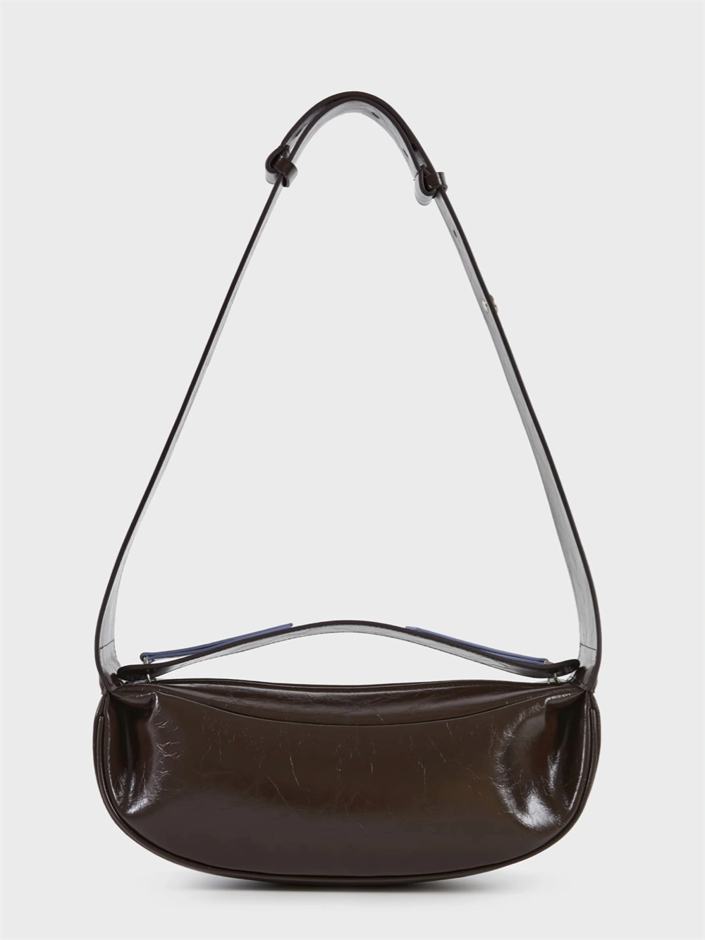 Fashionable Color-Blocked Leather Crescent Bag
