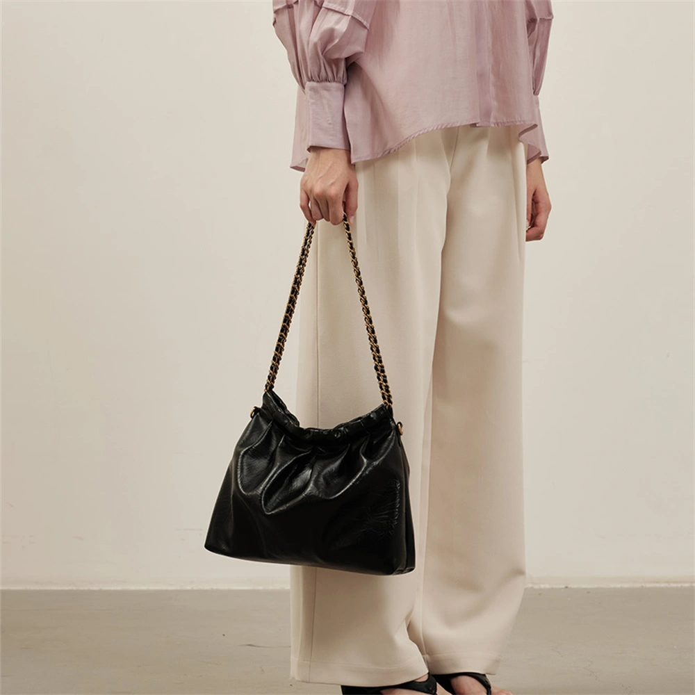 Chain Tote Bag for Women Cowhide Single-Shoulder B