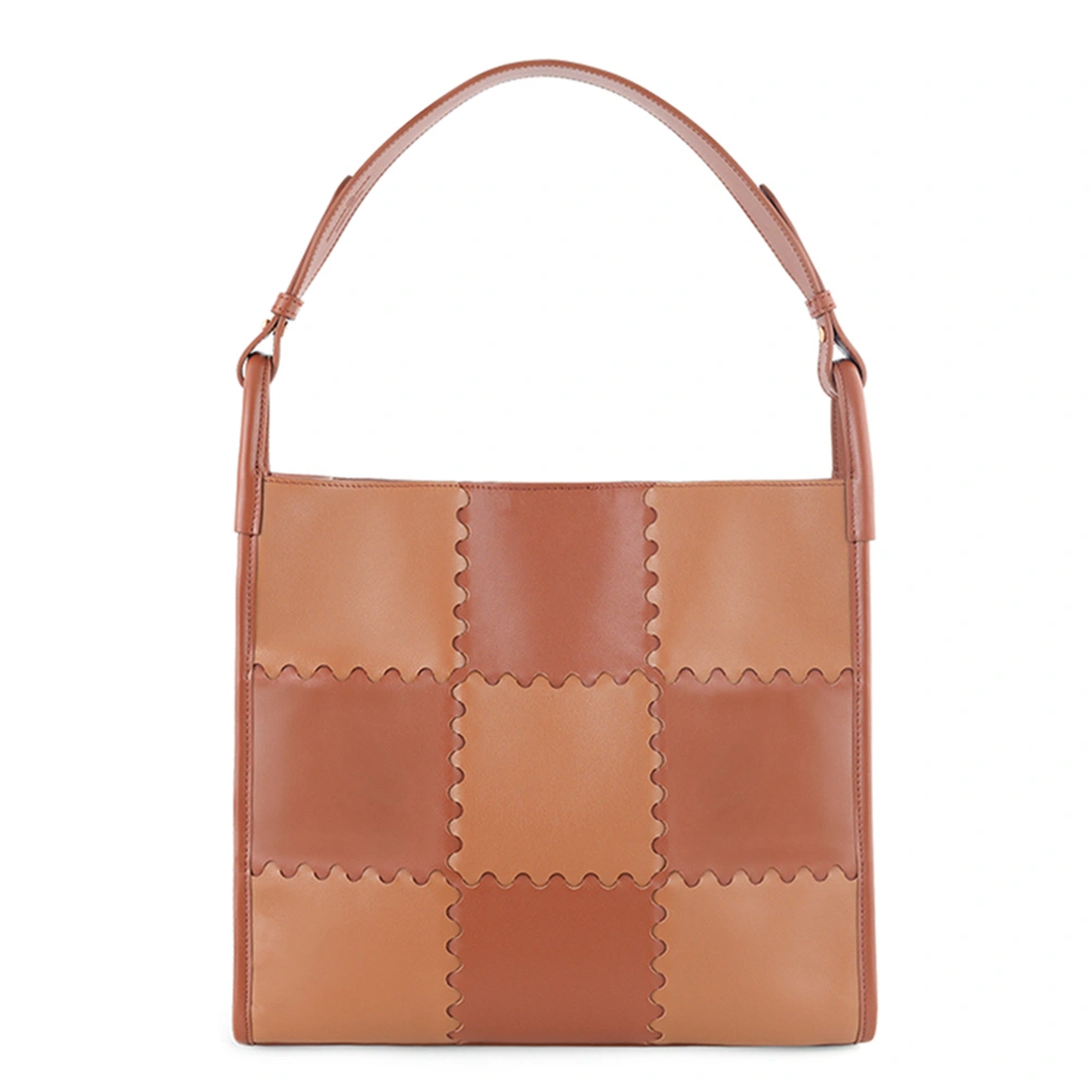 Cube Design Genuine Leather Tote Bag Large Capacit