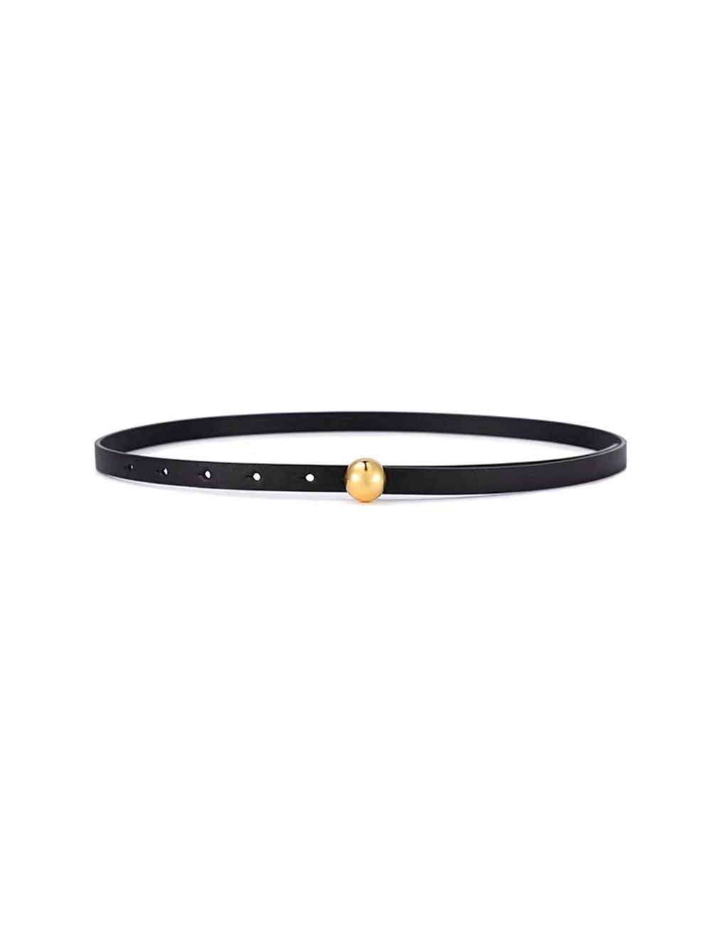 Fashionable Round Buckle Slim Leather Belt